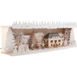 Schwibbogenerhöhung Seiffener Rathaus verschneit - 57x17 cm