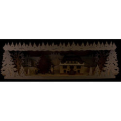 Schwibbogenerhöhung Seiffener Rathaus verschneit - 57x17 cm