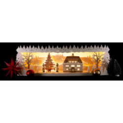 Illuminated Stand - Seiffen Townhall with Snow - 57x17 cm / 22.5x6.7 inch