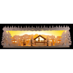 Illuminated Stand - Christmas Market with Snow - 57x17 cm / 22.5x6.7 inch
