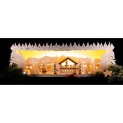Illuminated Stand - Christmas Market with Snow - 57x17 cm / 22.5x6.7 inch