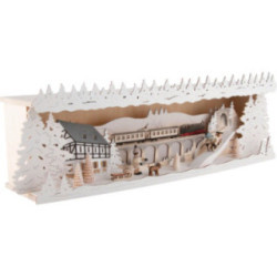 Illuminated Stand - Winter in the Ore Mountains with Snow - 53x17,5 cm / 20.9x6.9 inch