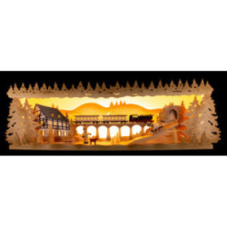 Schwibbogenerhöhung Winterland Erzgebirge verschneit - 53x17,5 cm