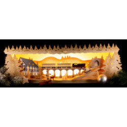 Schwibbogenerhöhung Winterland Erzgebirge verschneit - 53x17,5 cm