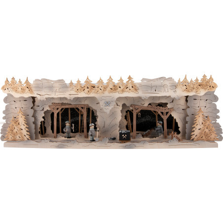 Schwibbogenerhöhung Bergbau mit Bergleuten - 58x18 cm