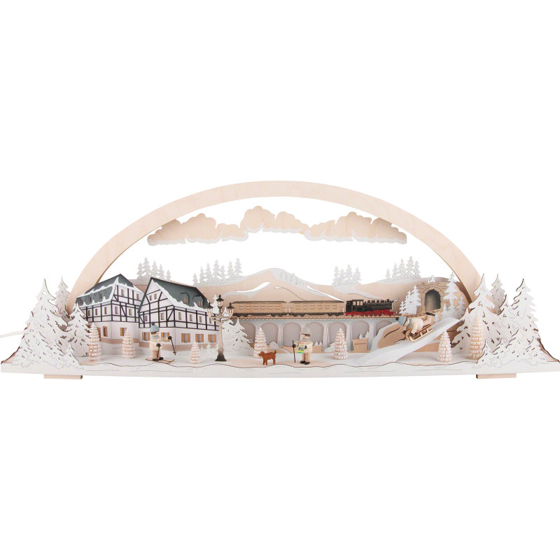 Candle Arch - Diorama Winterland Ore Mountains with Snow - 72x24 cm / 28.3x9.4 inch