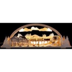 Schwibbogen Diorama Winterland Erzgebirge verschneit - 72x24 cm