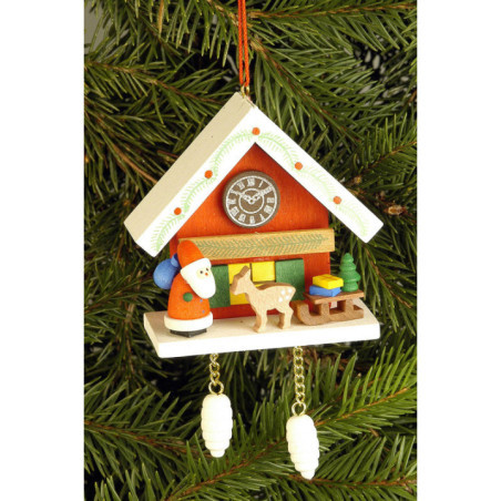 Tree Ornament - Cuckoo Clock Red with Niko - 6,7x6,3 cm / 2.6x2.5 inch