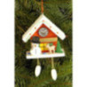 Tree Ornament - Cuckoo Clock Red with Snowman - 6,7x6,3 cm / 2.6x2.5 inch