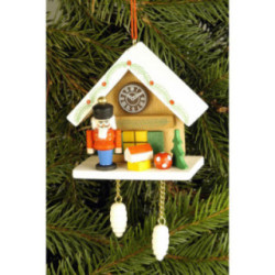 Tree Ornament - Cuckoo Clock Brown with Nutcracker - 6,7x6,3 cm / 2.6x2.5 inch