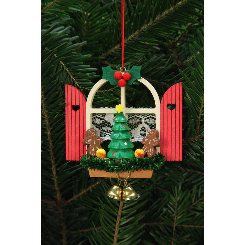 Christbaumschmuck Adventsfenster mit Lebkuchen - 7,6x7,0 cm