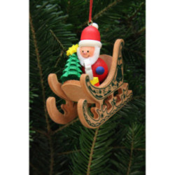 Tree Ornament - Santa Claus in Sleigh - 7,5x7,1 cm / 3x3 inch