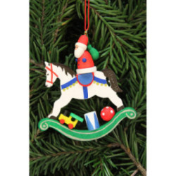 Tree Ornament - Santa Claus on Rocking Horse - 6,8x7,1 cm / 2.7x2.8 inch