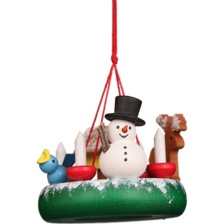 Christbaumschmuck Kranz mit Schneemann - 4,5 cm