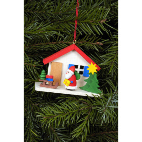 Christbaumschmuck Weihnachtsmann am Haus - 7,0x5,0 cm