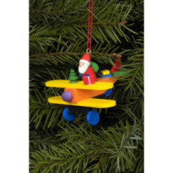 Tree Ornament - Santa Claus on Plane - 6,8x4,8 cm / 3x2 inch