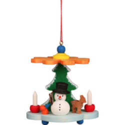 Tree Ornament - Pyramid with Snowman - 7,5 cm / 3.0 inch