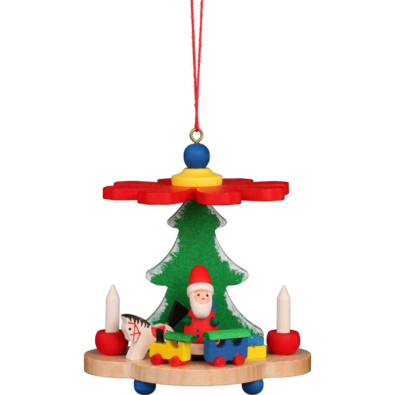 Christbaumschmuck Pyramide mit Weihnachtsmann - 7,5 cm