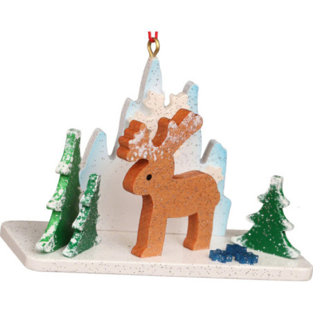 Christbaumschmuck Eislandschaft mit Rentier - 4,7 cm