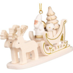 Tree Ornament - Sled White with Santa - 5,5 cm / 2.2 inch