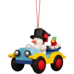 Tree Ornament - Car With Snowman - 6,5 cm / 2.6 inch