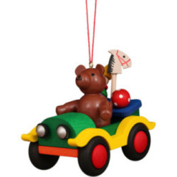 Tree Ornament - Car With Teddy - 7 cm / 2.8 inch