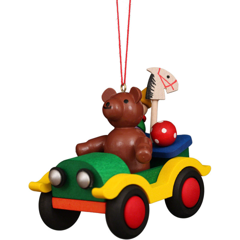 Tree Ornament - Car With Teddy - 7 cm / 2.8 inch