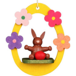 Osterschmuck Hase braun im Ei - 5,5 cm
