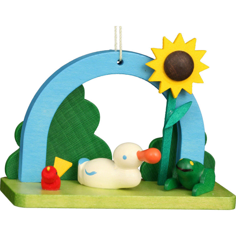 Osterschmuck Entlein und Frosch am Bogen - 5,4 cm