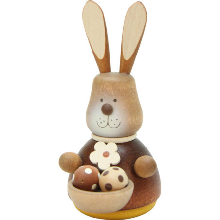 Wackelhase mit Eierkorb natur - 9,8 cm