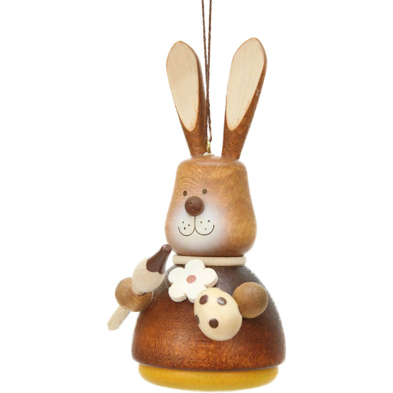 Osterschmuck Wackelhase mit Pinsel natur - 9,8 cm