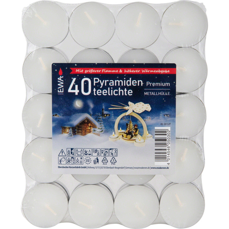 Tea Lights for Christmas Pyramids, 40 pcs.