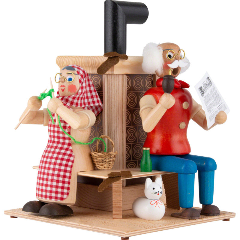 Smoker - Grandparents at Tiled Stove - 21 cm / 8 inch