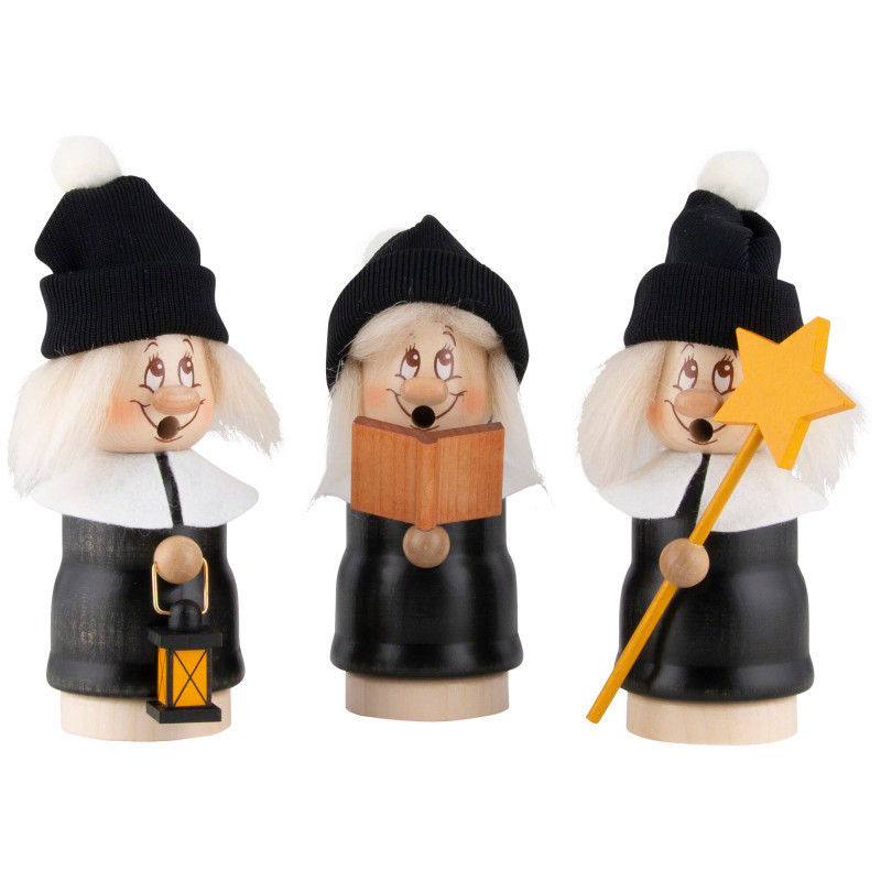 Räuchermännchen Miniwichtel Kurrende - 3 Stück - 16,5 cm