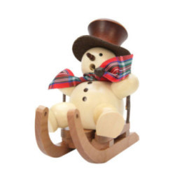 Smoker - Snowman on Sleigh Natural - 10,5 cm / 4 inch