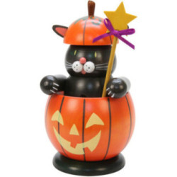 Smoker - Cat with Pumpkin - 16,5 cm / 6 inch