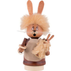 Smoker - Mini-Gnome Bunny Girl with Baby - 16 cm / 6.3 inch