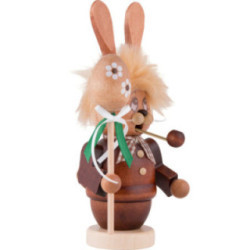 Räuchermännchen Miniwichtel Hase mit Stab - 16 cm