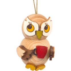 Christbaumschmuck Eulenkind mit Tasse - 4 cm