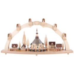 Schwibbogen Seiffener Kirche mit Dorf - 80x41 cm