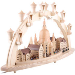 Schwibbogen Frauenkirche mit Strietzelmarkt - 80x43 cm