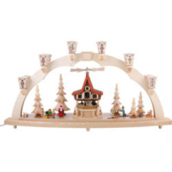 Candle Arch - Christmas Forest with Advent House, Electrically Driven - 80x41 cm / 31.5x16 inch