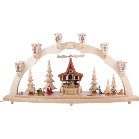 Candle Arch - Christmas Forest with Advent House, Electrically Driven - 80x41 cm / 31.5x16 inch
