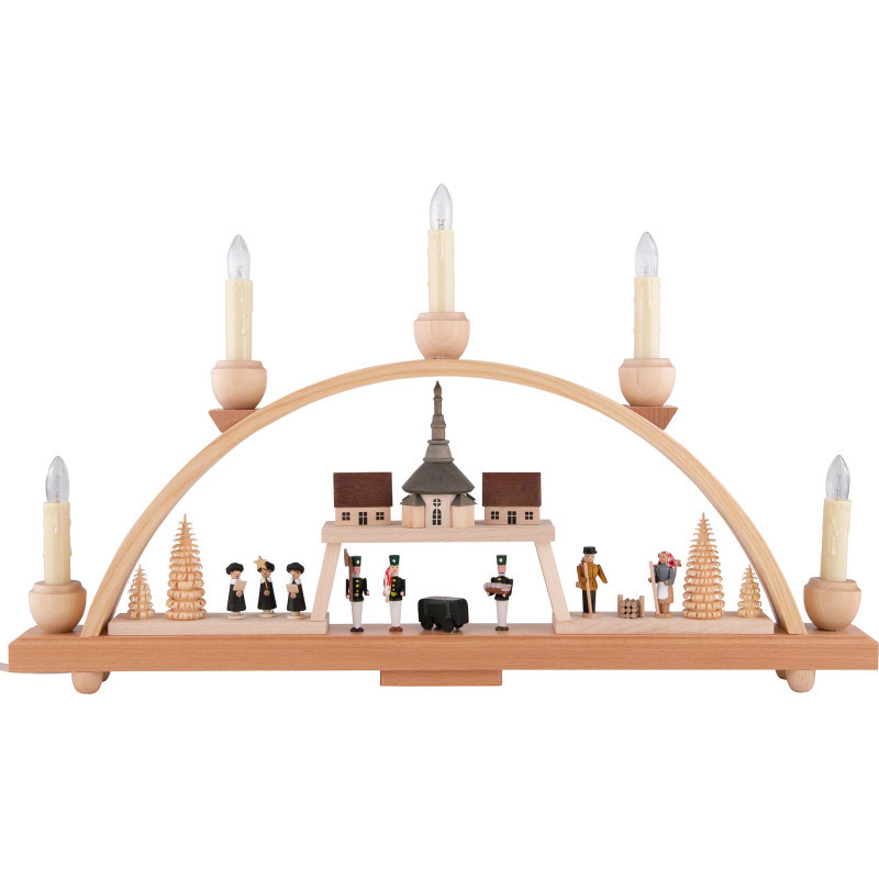 Schwibbogen Seiffener Kirchdorf - 48x28 cm