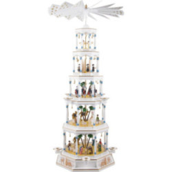 5-stöckige Pyramide Christi Geburt mit Musikspielwerk - 123 cm
