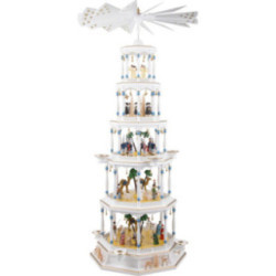 5-stöckige Pyramide Christi Geburt mit Musikspielwerk - 123 cm