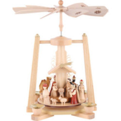 1-Tier Pyramid - Nativity Scene - Natural Wood - 29 cm / 11 inch