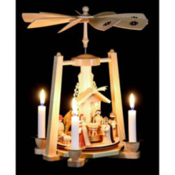 1-Tier Pyramid - Nativity Scene - Natural Wood - 29 cm / 11 inch