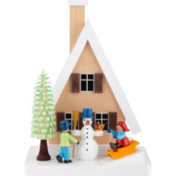 Rauchhaus mit Schneemann - 18 cm