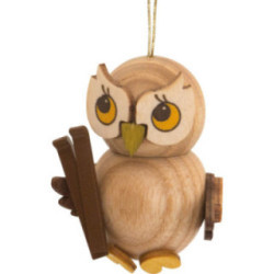 Christbaumschmuck Eulenkind mit Ski - 4 cm